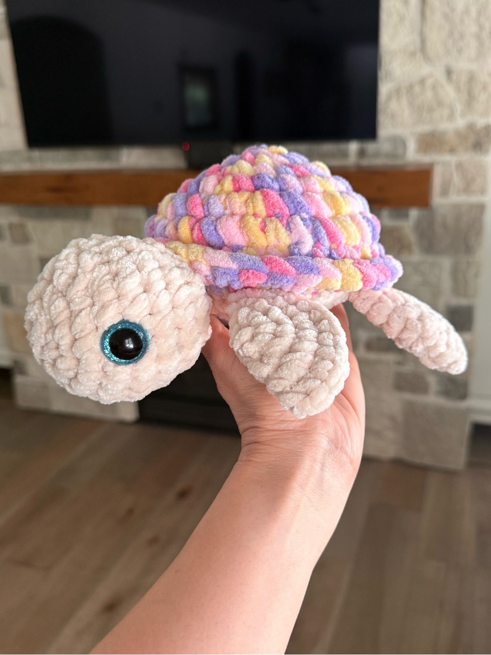 Plush Multicolor Shell Turtle Toy - Cream Body - Picture 1 of 1